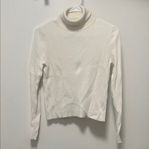 Zara Cream Ribbed Turtleneck Sweater